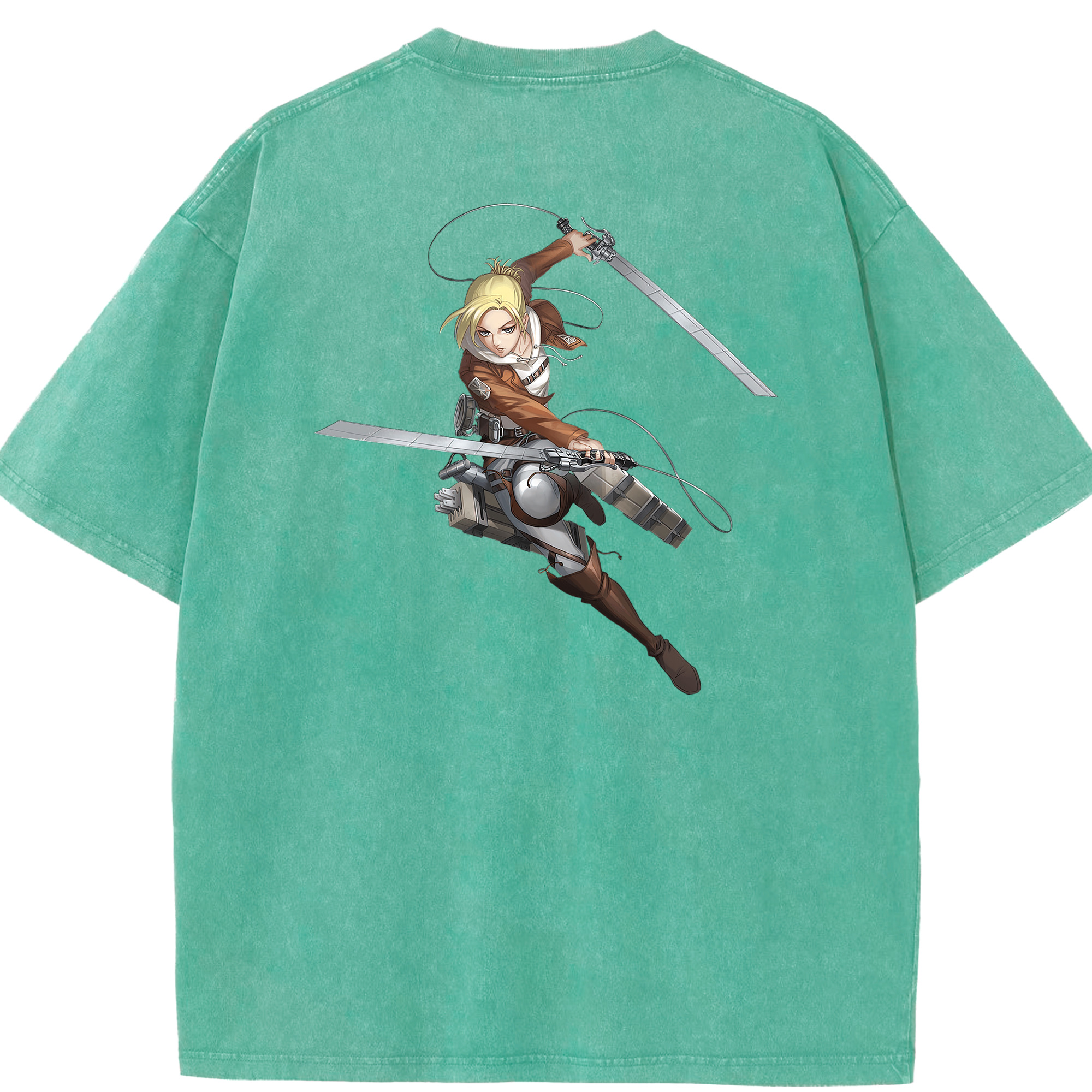 （画像用） 進撃の巨人 アニ・レオンハート Attack on Titan Annie Leonhart 綿100% ヴィンテージ風 半袖Tシャツ（背面プリント）